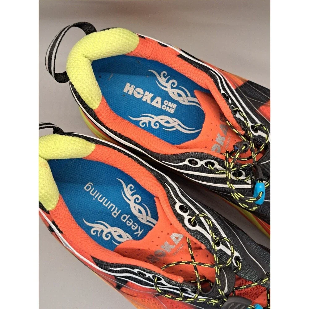 HOKA ONE ONE Huaka Men's Running Sneakers Breathable Mesh US 13 Orange/Black